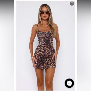 WHITE FOX Maybe Later Mini Dress Cheetah - size SMALL NWT
